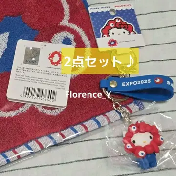 오사카 엑스포 akuaku 페이스 업 타월 & 키티 입체 키링