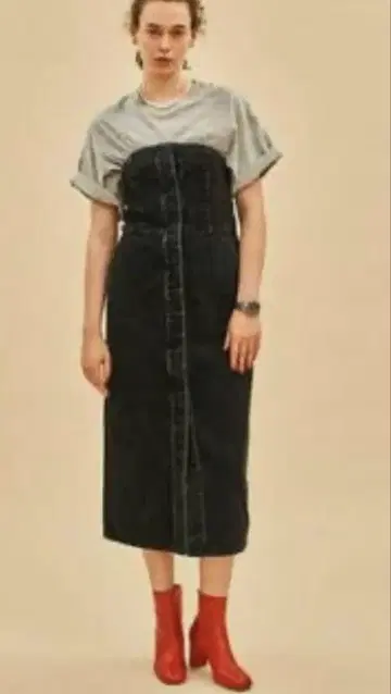 데님 베어 원피스 36