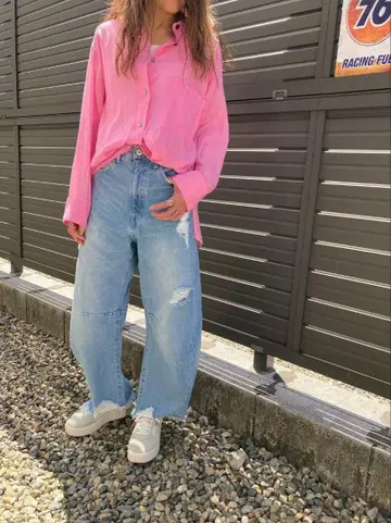 JOURNAL STANDARD 데미지 가공 와이드 데님 팬츠
