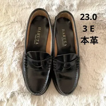 하루타 천연 가죽 23.0 블랙 코인 로퍼 학생