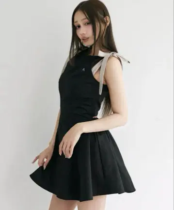 andmary Jozy ribbon flare mini dress