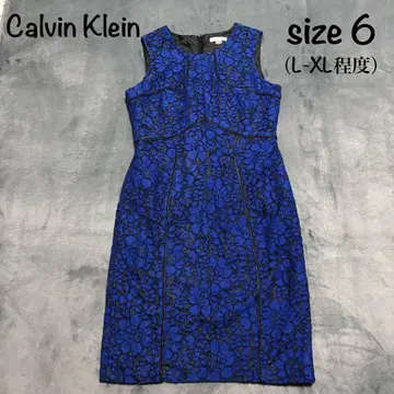 극미품 Calvin Klein 무릎 기장 원피스 드레스 슬리브리스 꽃무늬