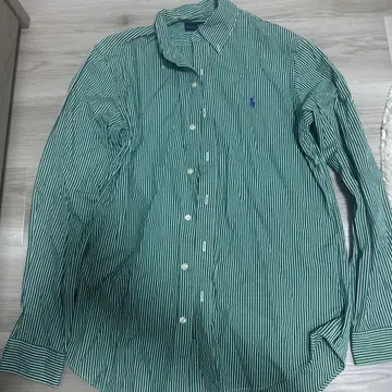 Ralph Lauren 그린 & 화이트 스트라이프 셔츠 S