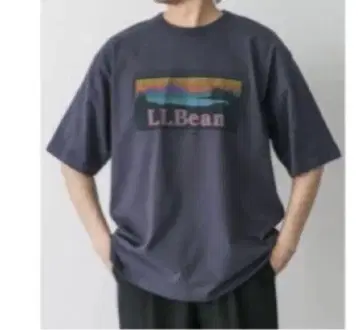 L.L.Bean 숏 슬리브 카타딘 로고 티셔츠 차콜 그레이 L