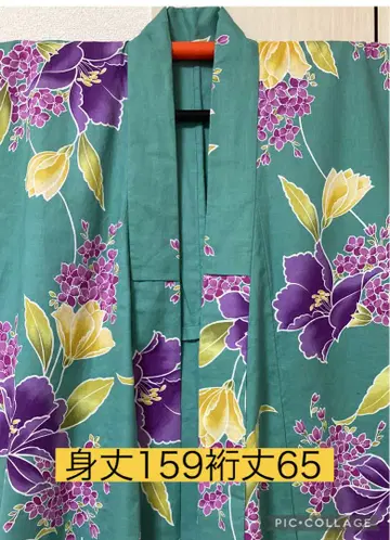 유카타 YUKATA 면 소재 일본제 중고품 S 사이즈 기장 158