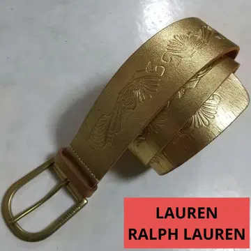 LAUREN RALPH LAUREN 남녀 공용 골드 컬러 패턴 벨트 레어