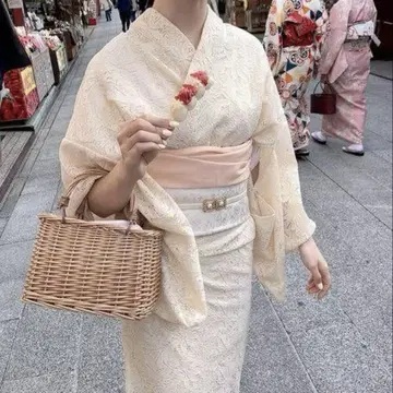 Dita 유카타 RiLi 레이스 전체 레이스 모나카 세트 오비 포함