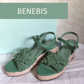 새상품급 BENEBIS 마크라메 웨지솔 샌들