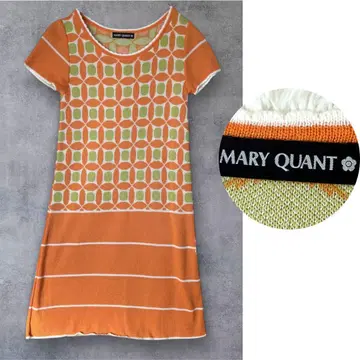 MARY QUANT 레트로 패턴 반팔 니트 원피스 M 일본제