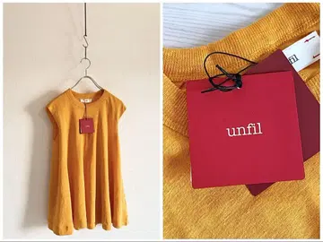 미사용 택 포함 unfil 프렌치 린넨 슬리브리스 A 라인 탑