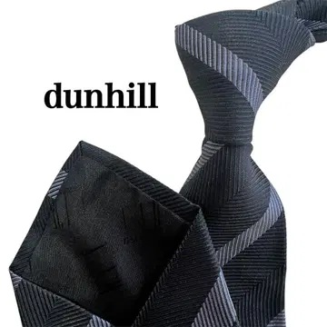dunhill 던힐 그레이 네이비 헤링본 스트라이프 넥타이 실크