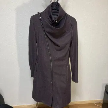 토네이도 마트 울 트윌 드레이프 코트 집업 보라색