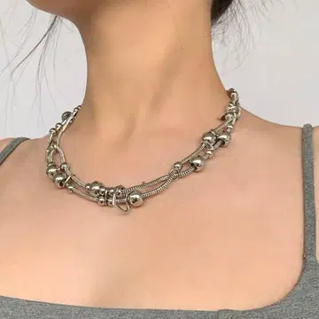 한국 Y2K bubble double necklace 새상품급