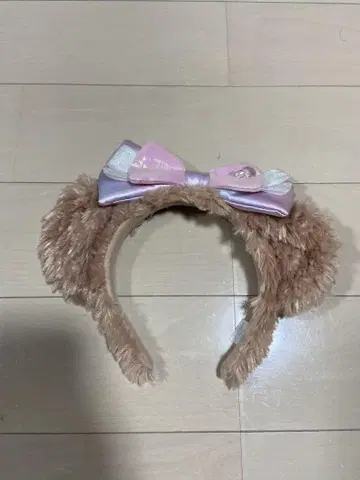 귀 달린 머리띠 베이지 리본 포함