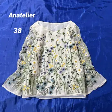 아나텔리어 오간자 튤 플라워 자수 풀오버 블라우스