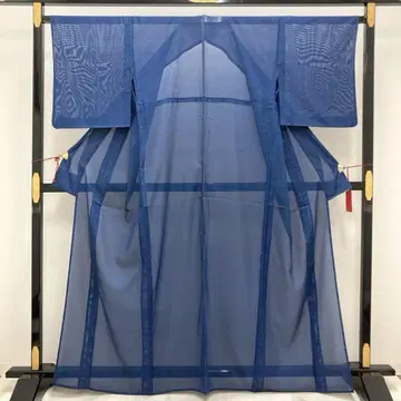 P-115 이로무지 순수 실크 홑 기모노 명주 히로에리 162.5cm