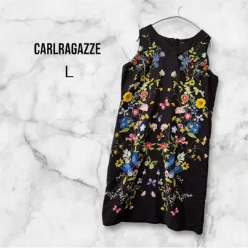 Carlragazze 꽃무늬 원피스 슬리브리스 튜닉 L