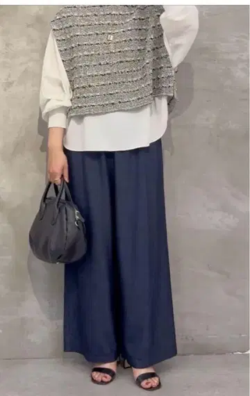 [비어즐리] 허리 리브 데님 팬츠 네이비
