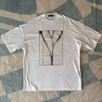 ALMOSTBLACK 아트 프린트 티셔츠 L 화이트