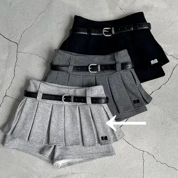 플리츠 미니 스커트 라이트 그레이 한국 패션 menot