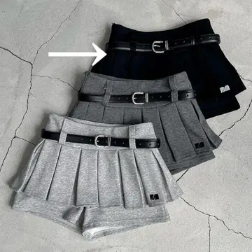 플리츠 미니 스커트 블랙 한국 패션 menot