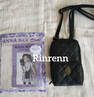 ANNA SUI 아코디언 주름 스마트폰 숄더백 블랙