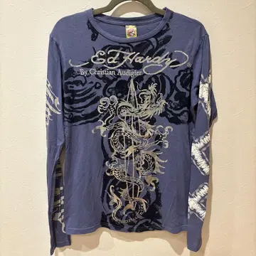 Ed Hardy 롱 T 드래곤 걸 S 타투 Y2K 긴팔 파랑