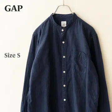 GAP 갭 린넨 혼방 밴드 카라 긴팔 셔츠 네이비 남성용 S