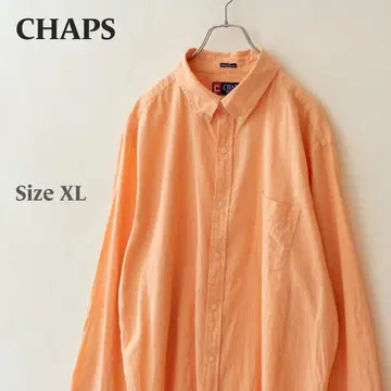 CHAPS 챕스 린넨 코튼 긴팔 셔츠 오렌지 남성용 XL