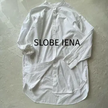 슬로브 이에나 밴드 칼라 긴팔 셔츠 롱 셔츠 흰색 화이트