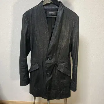토네이도 마트 주름 색상 불균일 가공 노카라 양가죽 가죽 자켓
