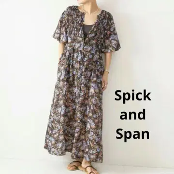 Spick and Span 꽃무늬 핸드 드로 플로라 셔링 원피스