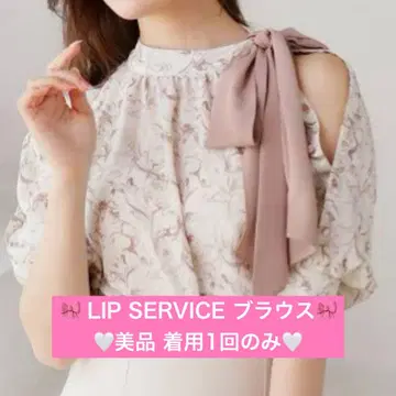 LIP SERVICE 사이드 리본 하프 블라우스 핑크