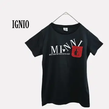 이그니오 [ M ] 디즈니 콜라보 티셔츠 미니 마우스 피스 프린트 블랙