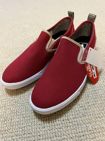 새상품 VANS 레드 슬립온 25.0cm