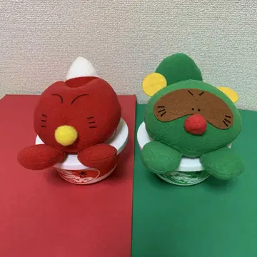 [레트로] 마루 빨간 여우와 초록 너구리 마스코트 봉제인형
