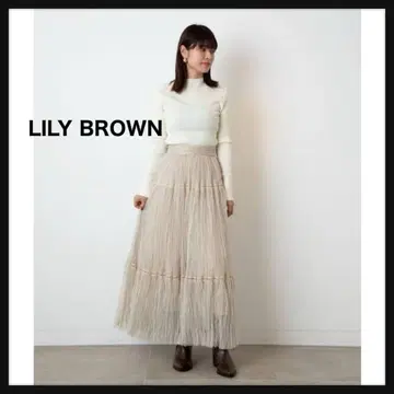 [미사용] LILY BROWN 릴리브라운 주름 가공 레이스 튤 스커트