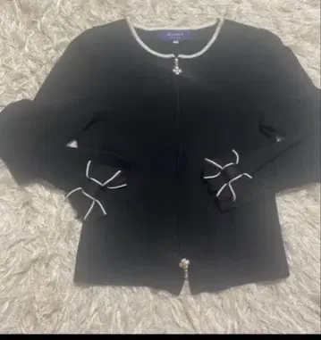 M'S GRACY 블랙 긴팔 가디건 리본 포함