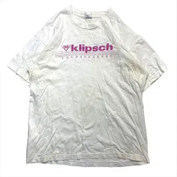 80s-90s klipsch 티셔츠 반팔 구제 의류 남성용 XL 화이트