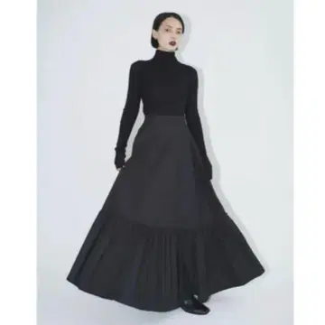 SR sheer LAG SKIRT BLACK CORD 캉캉 스커트