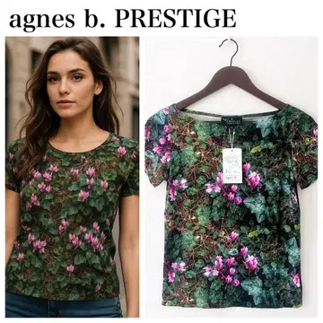 [새상품] agnes b. PRESTIGE 전사 프린트 꽃무늬 티셔츠 S