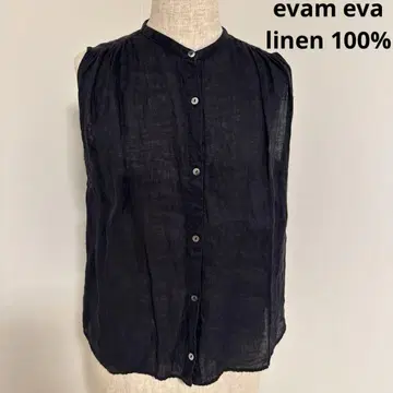 evam eva linen 블랙 슬리브리스 셔츠