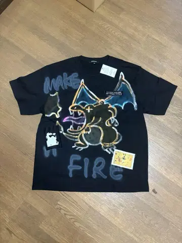 guernica 게르니카 리자몽 2XL 블랙 포켓몬 티셔츠