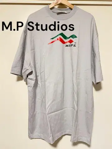 M.P Studios 반팔 티셔츠 상의 라이트 그레이 데미지