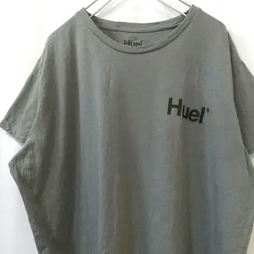 Huel 로고 프린트 빅 사이즈 티셔츠 카키 2XL 해외 구제 의류