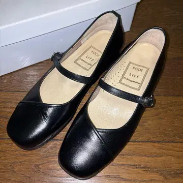 FOOT LIFE yamamoto 블랙 펌프스 천연 가죽