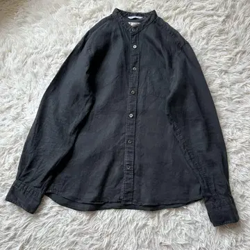 ETONNE x HERDMANS 에토네 린넨 셔츠 밴드 칼라 블랙 긴팔