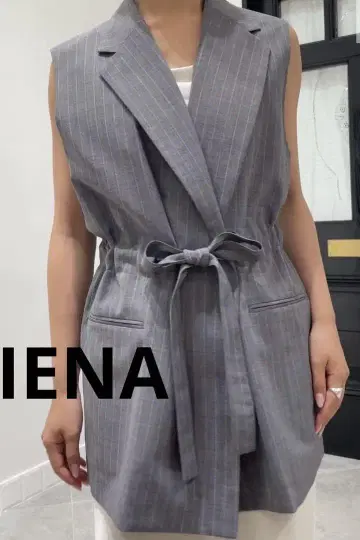 시착만 한 상품 IENA 벨티드 질레 베스트 테일러드 스트라이프 그레이