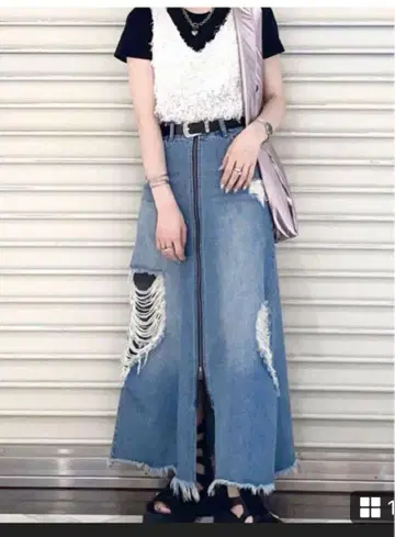 지나시스 데님 롱 스커트 S 사이즈