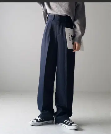 하이 웨스트 칼라 턱 슬랙스